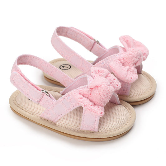 Baby Shoes Summer New 0-1 Year Old Rubber Sole Bow Sandals Toddler Shoes Baby Shoes