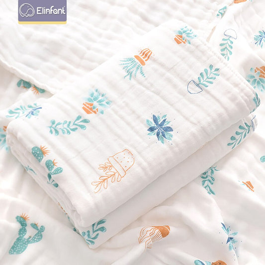 Elinfant 4 layers soft 100% cotton muslin swaddle blanket 110*110cm newborn bath towel wrap receiving blanket AM ESSENTIALS
