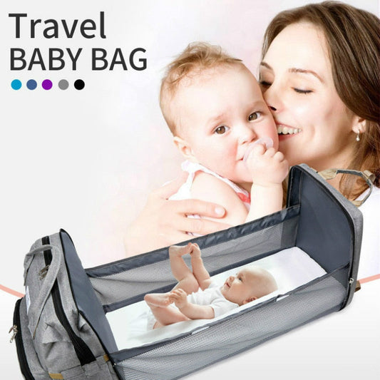 New Diaper Baby Bags with Bed Mummy Bag Waterproof Nylon Maternity Nappy Moms Backpack Baby Nursing Changing Bag For Baby Care AM ESSENTIALS