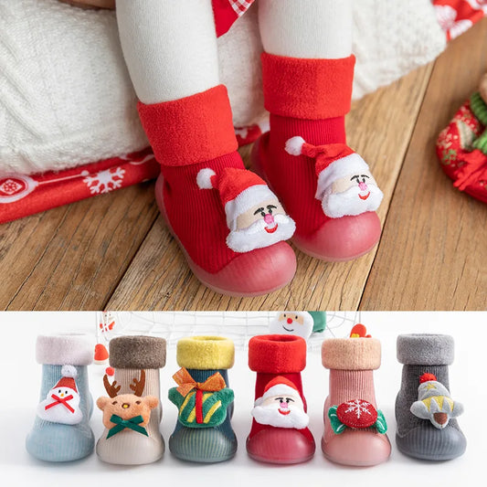 Baby Sock Shoes for Winter Thick Cotton Animal Styles Cute Baby Floor Shoes Anti-slip First Walkers 0-4 Years Christmas Gifts