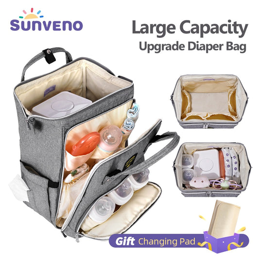 Sunveno Stylish Upgrade Diaper Bag Backpack Multifunction Travel BackPack Maternity Baby Changing Bags 20L Large Capacity AM ESSENTIALS